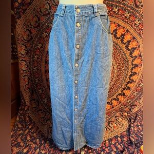 Vintage Calvin Klein 90s Denim Button Midi Skirt